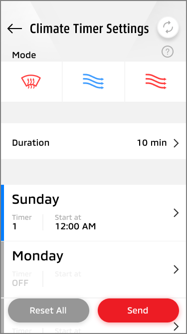 2.Remote Climate Control Timer schedule settings